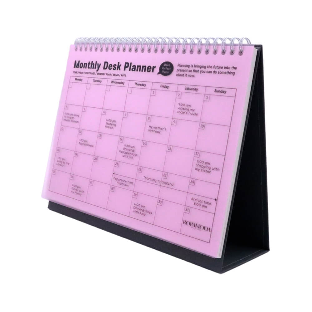 สมุดแพลนเนอร์แบบตั้งโต๊ะ Ropamoda month Desk planner สีชมพู